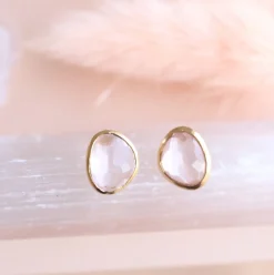 JOY STUDS - PINK QUARTZ & GOLD