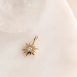 14K SOLID GOLD - BELIEVE STELLAR NAMESAKE CHARM - DIAMOND