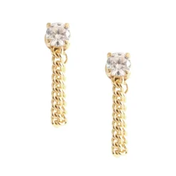 LOVE CABLE LINK CHAIN EARRINGS - CUBIC ZIRCONIA & GOLD