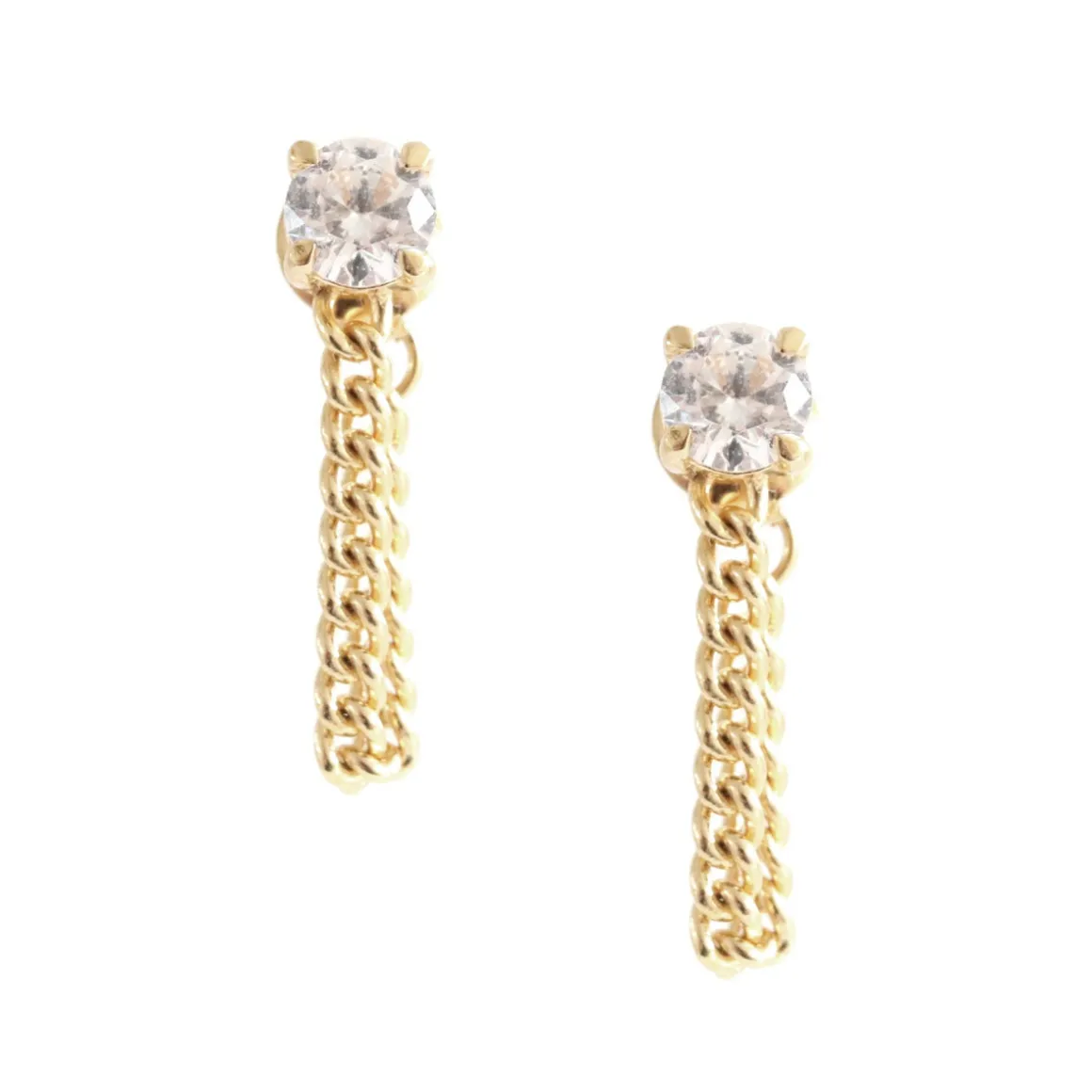 LOVE CABLE LINK CHAIN EARRINGS - CUBIC ZIRCONIA & GOLD