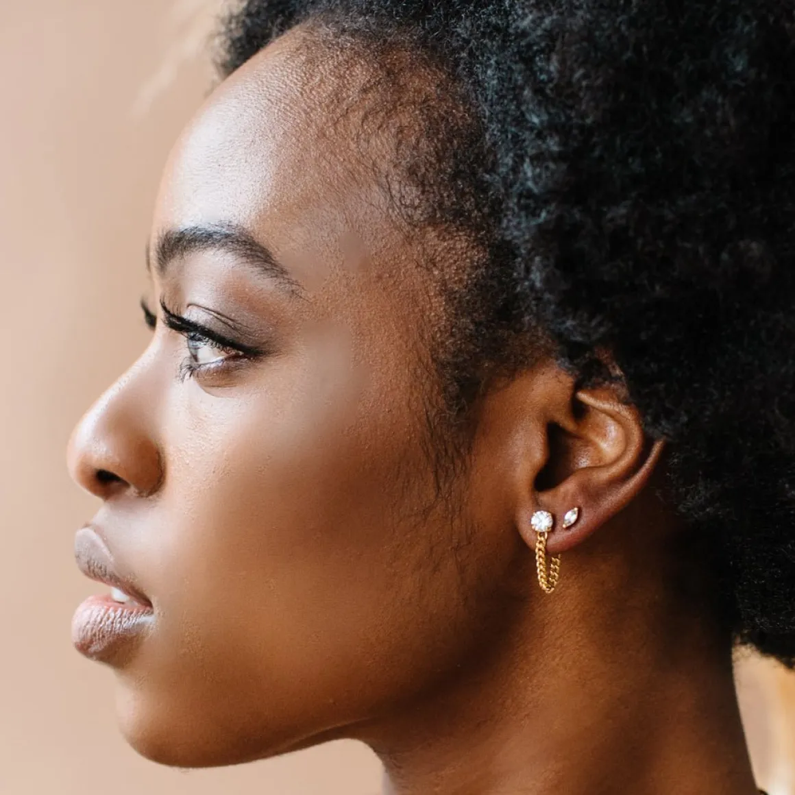 LOVE CABLE LINK CHAIN EARRINGS - CUBIC ZIRCONIA & GOLD