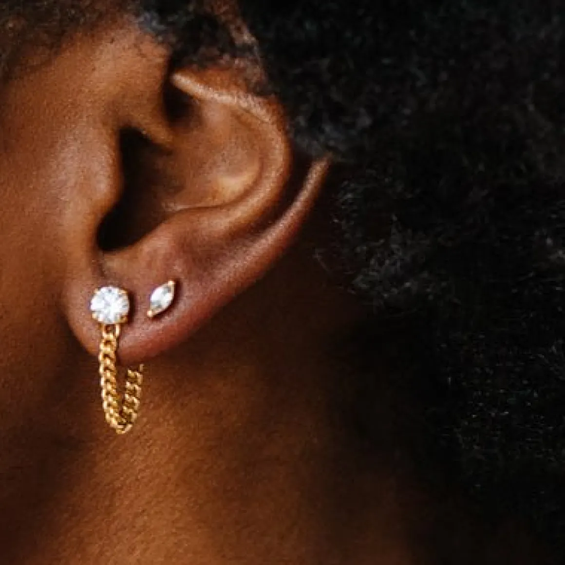 LOVE CABLE LINK CHAIN EARRINGS - CUBIC ZIRCONIA & GOLD