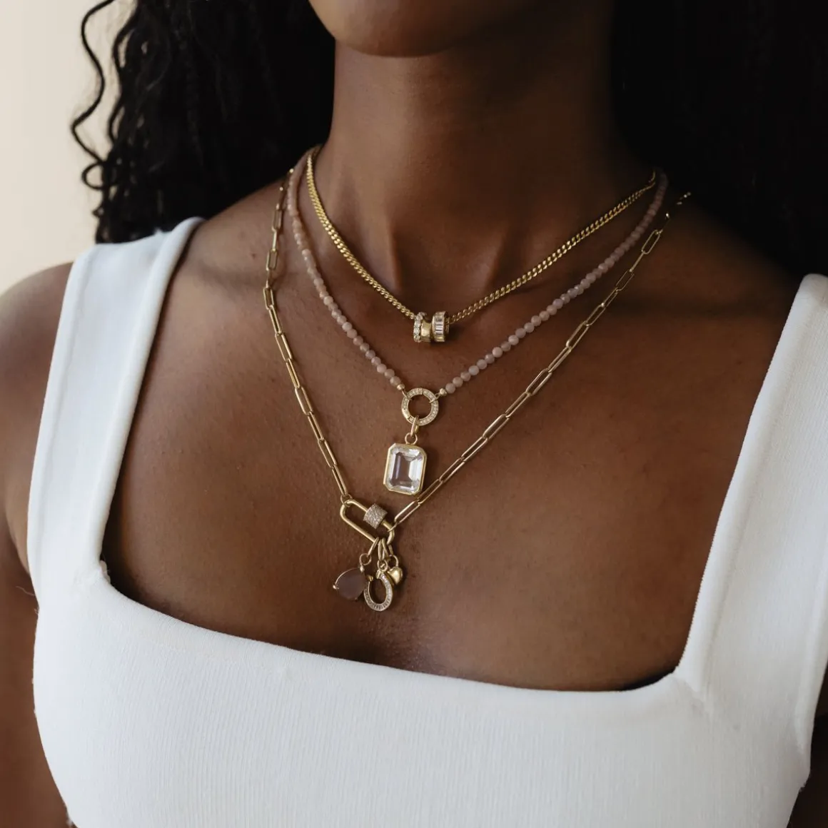 LOVE CRYSTAL WISHBONE CHARM