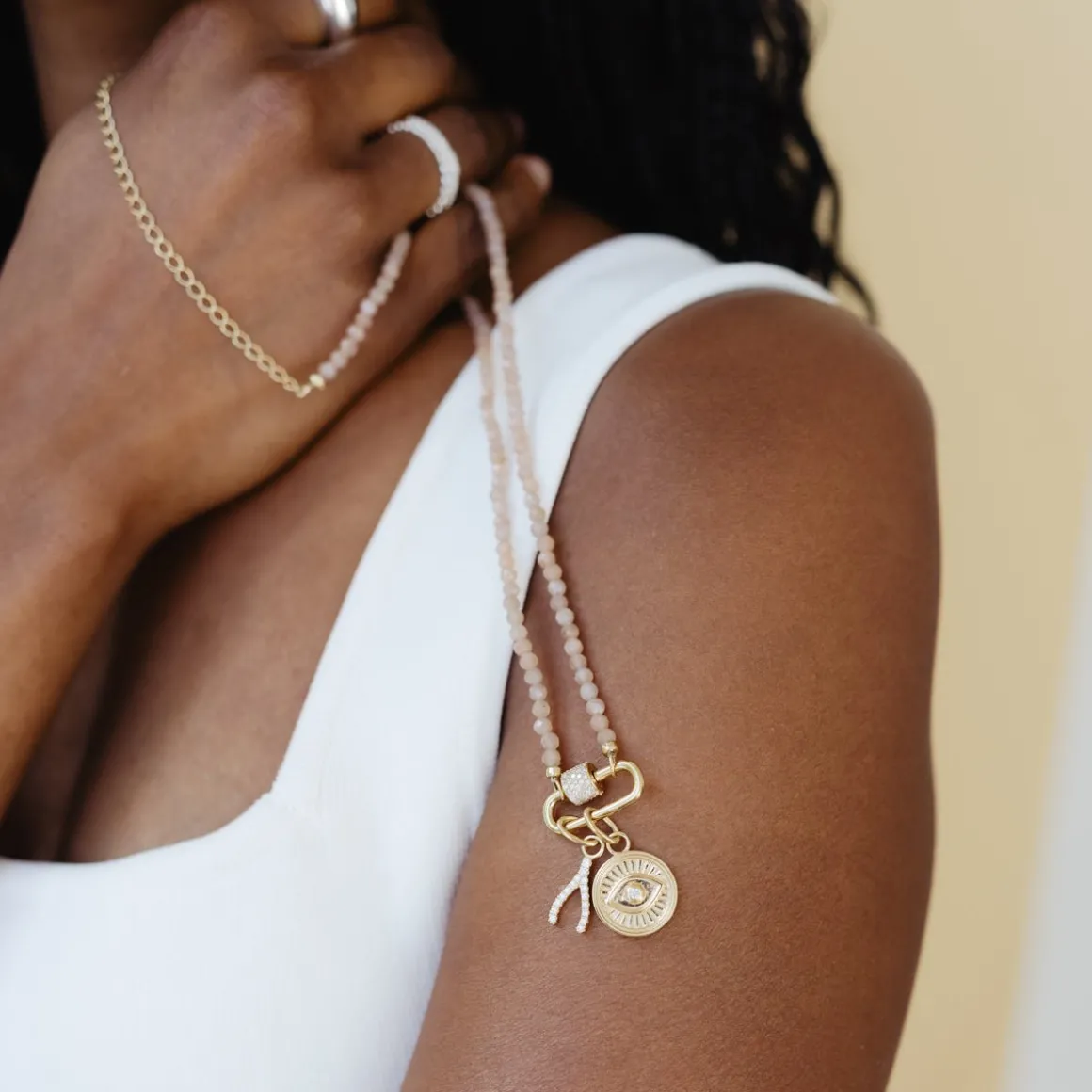 LOVE CRYSTAL WISHBONE CHARM