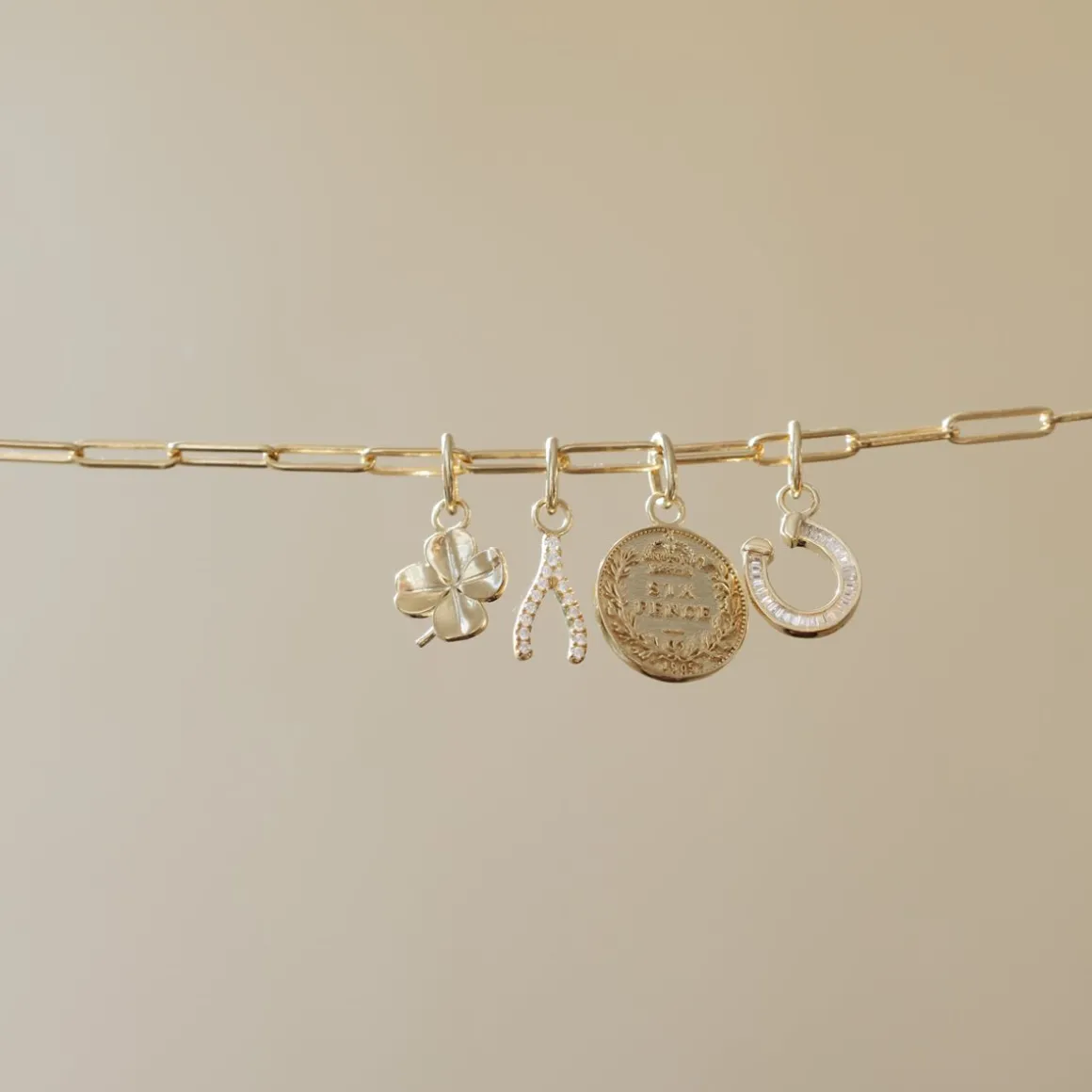LOVE CRYSTAL WISHBONE CHARM