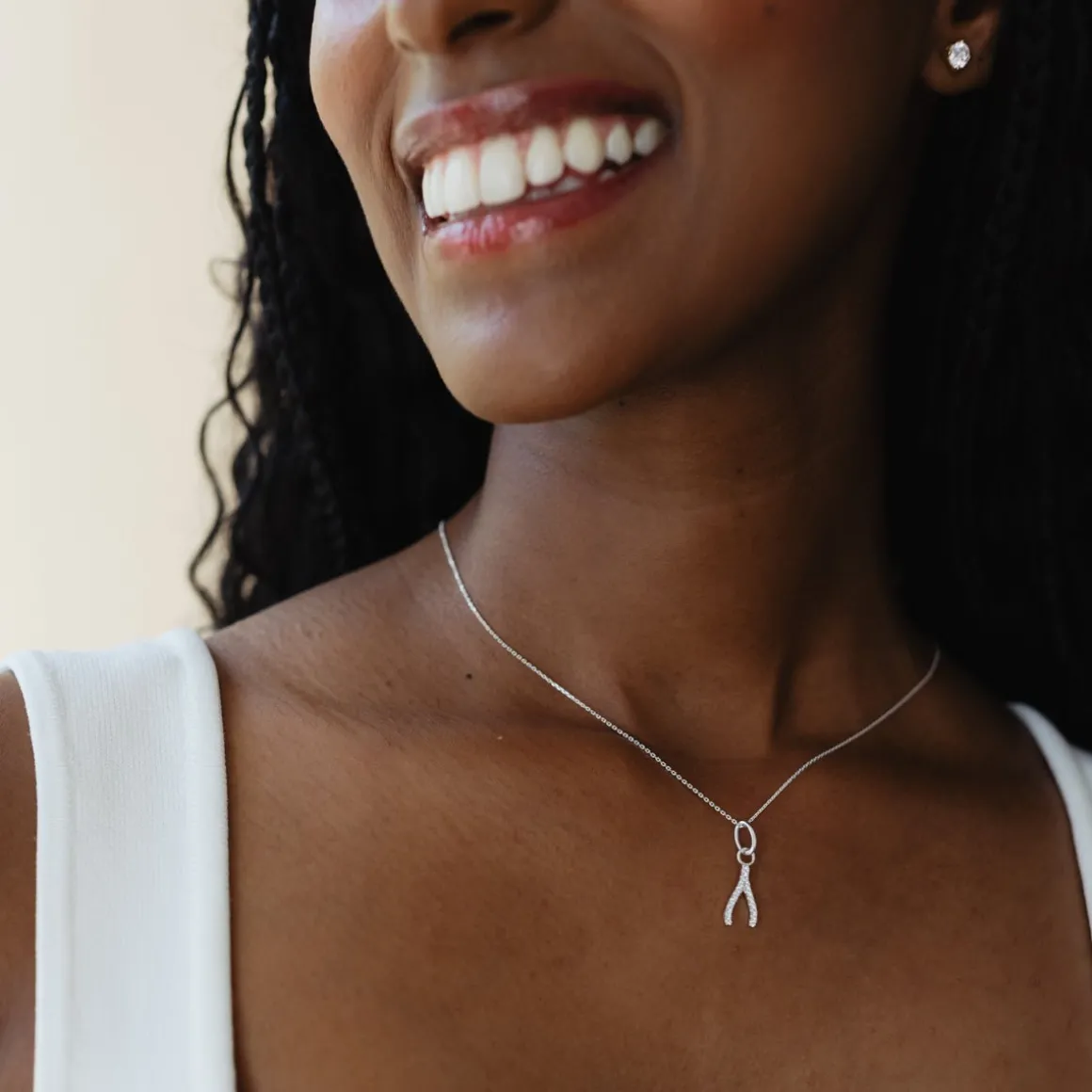 LOVE CRYSTAL WISHBONE CHARM
