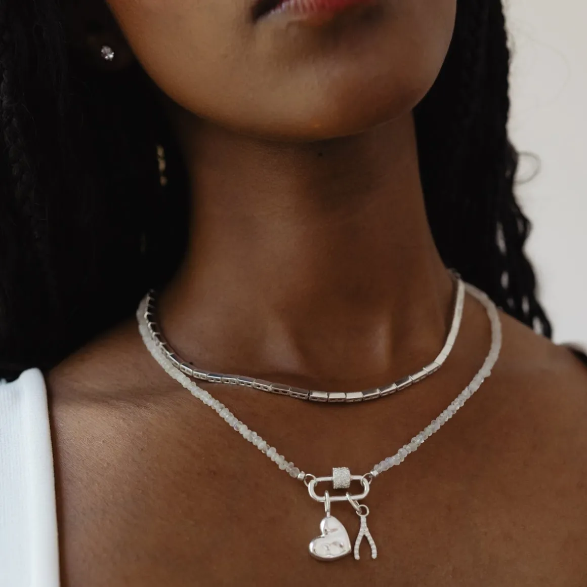 LOVE CRYSTAL WISHBONE CHARM