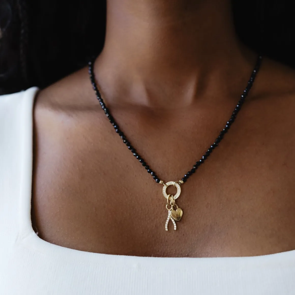 LOVE CRYSTAL WISHBONE CHARM