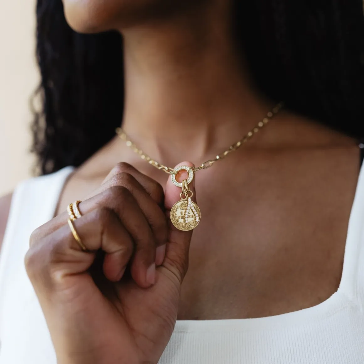 LOVE CRYSTAL WISHBONE CHARM