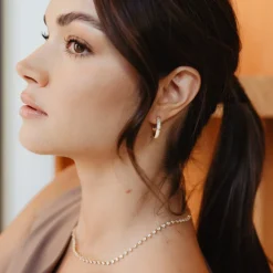 LOVE PAVÉ ENAMEL HOOPS - CREAM ENAMEL & CUBIC ZIRCONIA