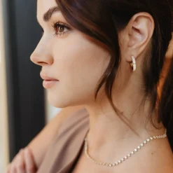 LOVE PAVÉ ENAMEL HOOPS - CREAM ENAMEL & CUBIC ZIRCONIA