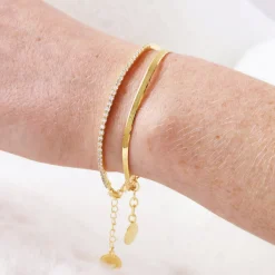 LOVE TENNIS BRACELET - CUBIC ZIRCONIA & GOLD 6.5 - 7.5