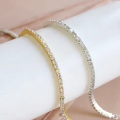 LOVE TENNIS BRACELET - CUBIC ZIRCONIA & GOLD 6.5 - 7.5