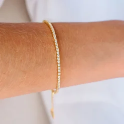 LOVE TENNIS BRACELET - CUBIC ZIRCONIA & GOLD 6.5 - 7.5