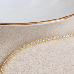 LOVE TENNIS BRACELET - CUBIC ZIRCONIA & GOLD 6.5 - 7.5