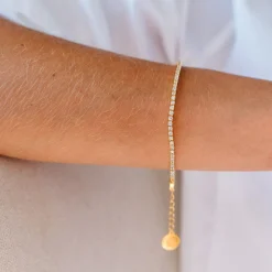 LOVE TENNIS BRACELET - CUBIC ZIRCONIA & GOLD 6.5 - 7.5