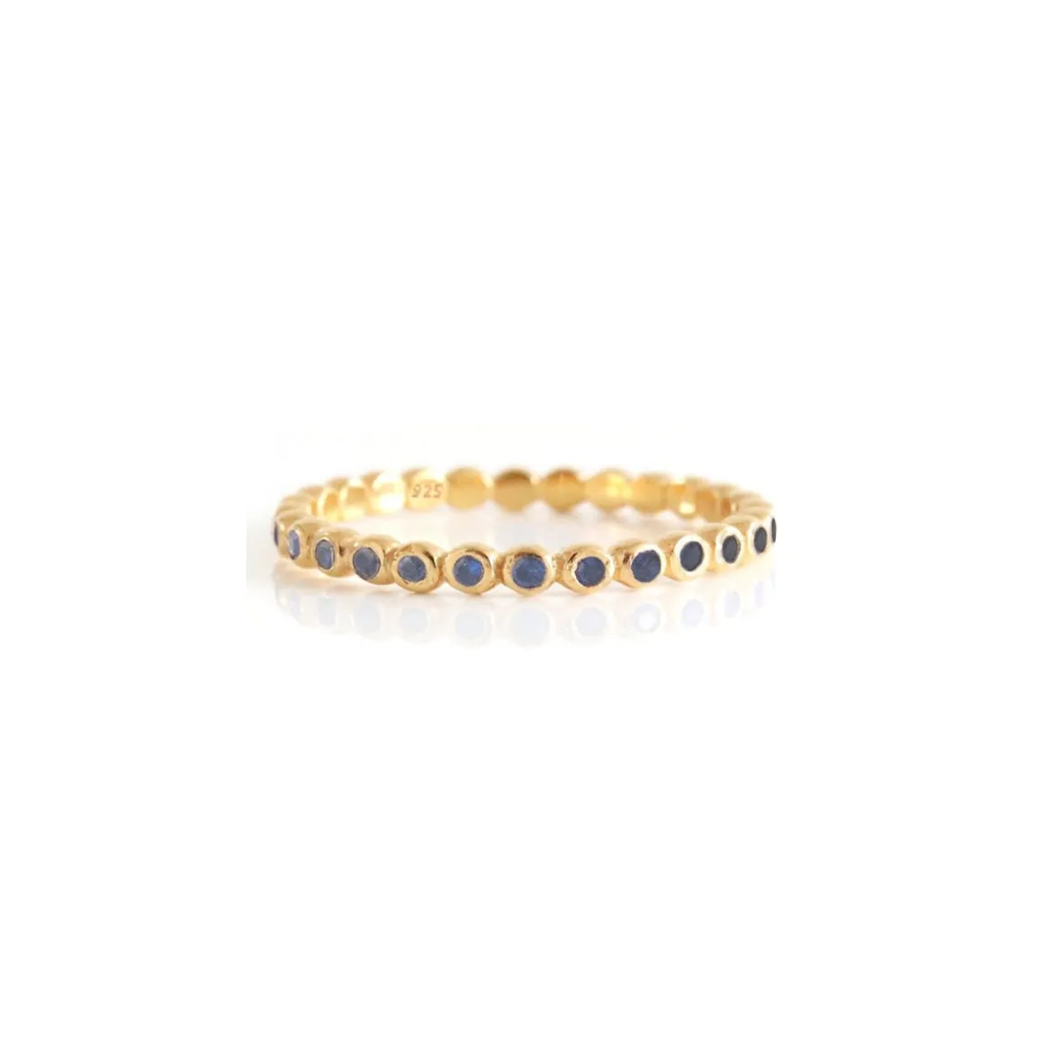 LOVE THIN DISK BAND - BLUE CUBIC ZIRCONIA
