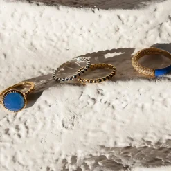 LOVE THIN DISK BAND - BLUE CUBIC ZIRCONIA