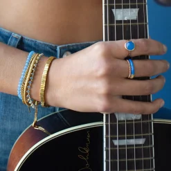 LOVE THIN DISK BAND - BLUE CUBIC ZIRCONIA
