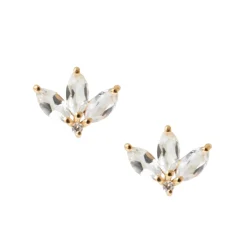 LOVE TRIO MARQUISE STUDS - WHITE TOPAZ