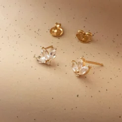LOVE TRIO MARQUISE STUDS - WHITE TOPAZ