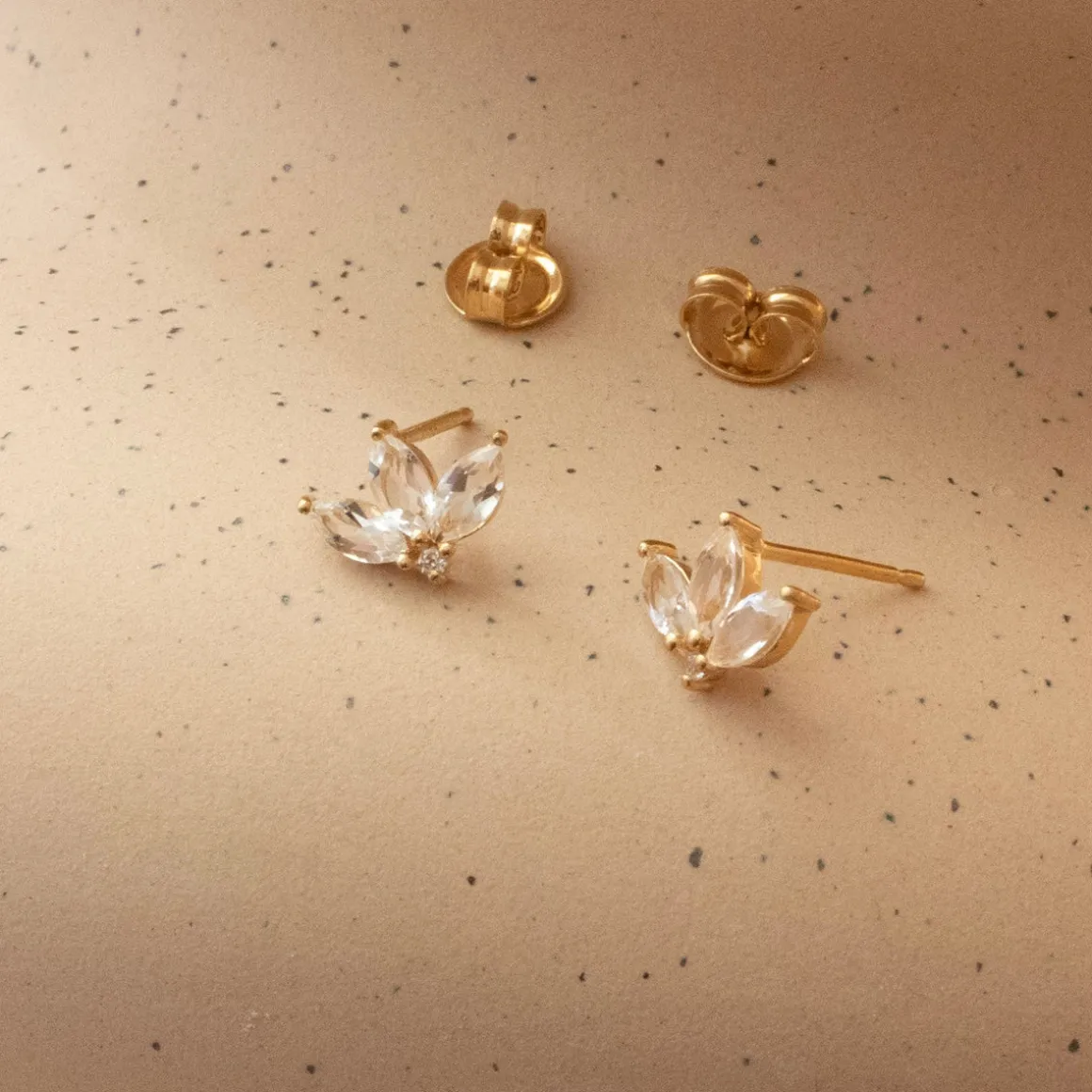LOVE TRIO MARQUISE STUDS - WHITE TOPAZ