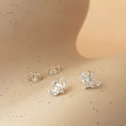 LOVE TRIO MARQUISE STUDS - WHITE TOPAZ