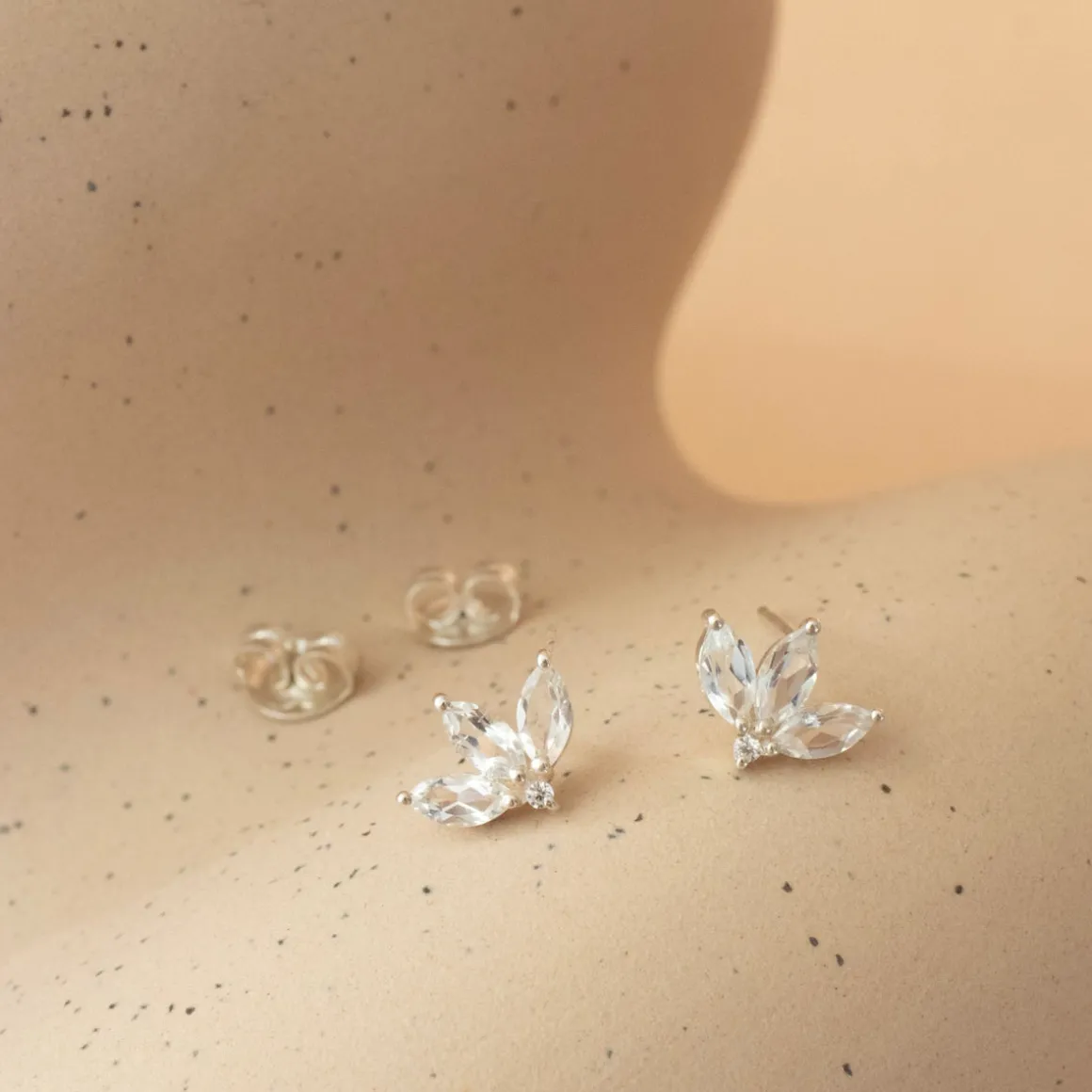 LOVE TRIO MARQUISE STUDS - WHITE TOPAZ