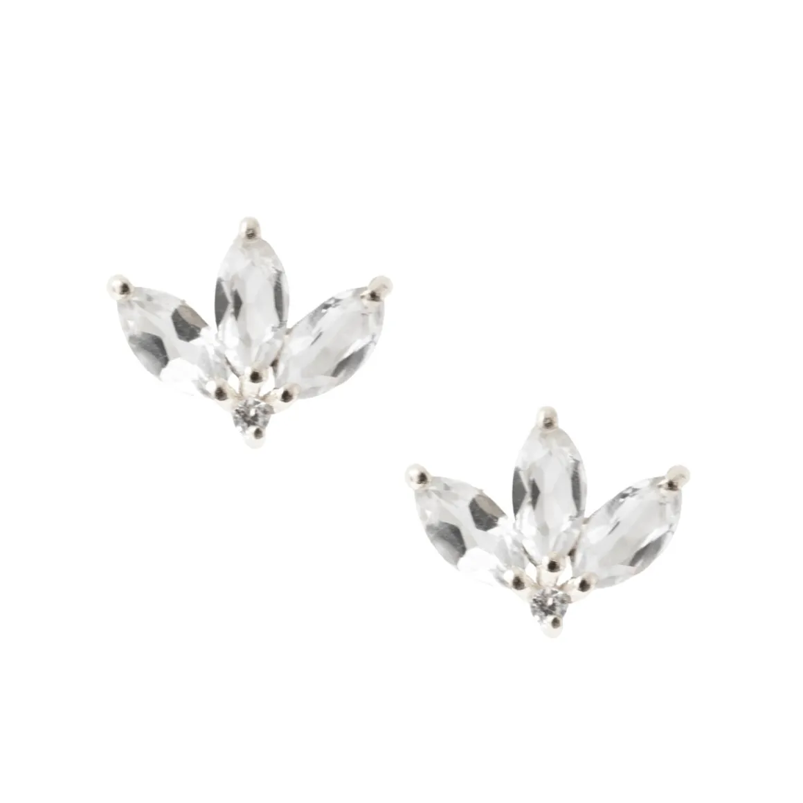 LOVE TRIO MARQUISE STUDS - WHITE TOPAZ