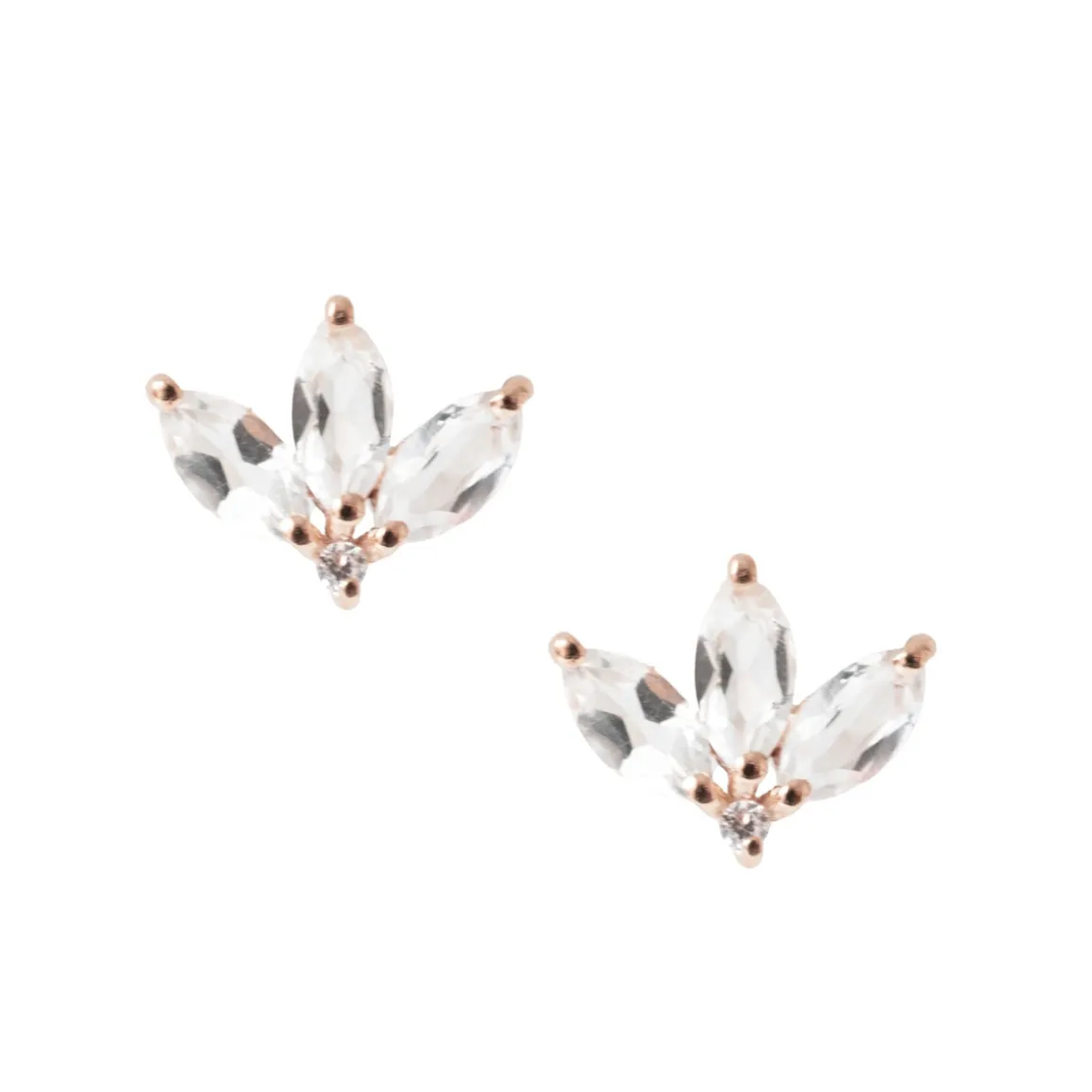 LOVE TRIO MARQUISE STUDS - WHITE TOPAZ
