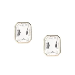 LOVE VINTAGE SOLITAIRE STUDS - ROCK CRYSTAL & SILVER