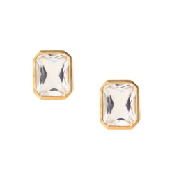 LOVE VINTAGE SOLITAIRE STUDS - ROCK CRYSTAL & GOLD