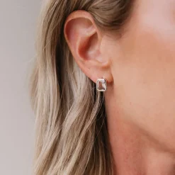 LOVE VINTAGE SOLITAIRE STUDS - ROCK CRYSTAL & SILVER