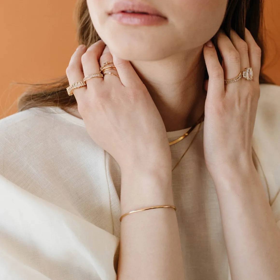 LOYAL CIGAR BAND RING - WHITE TOPAZ & GOLD