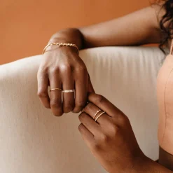 LOYAL CIGAR BAND RING - WHITE TOPAZ & GOLD
