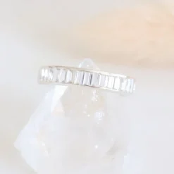 LOYAL CIGAR BAND RING - WHITE TOPAZ & SILVER