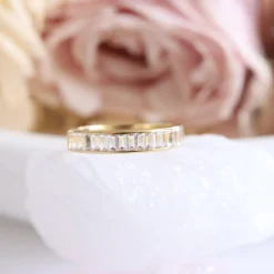 LOYAL CIGAR BAND RING - WHITE TOPAZ & GOLD