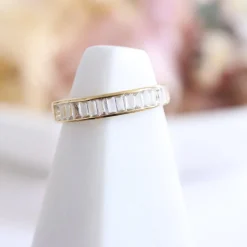 LOYAL CIGAR BAND RING - WHITE TOPAZ & GOLD