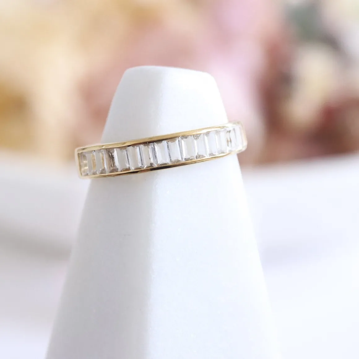 LOYAL CIGAR BAND RING - WHITE TOPAZ & GOLD