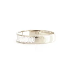 LOYAL CIGAR BAND RING - WHITE TOPAZ & SILVER