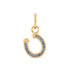 LOYAL CRYSTAL HORSESHOE CHARM - BLUE CUBIC ZIRCONIA