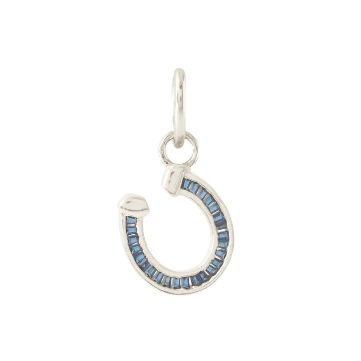 LOYAL CRYSTAL HORSESHOE CHARM - BLUE CUBIC ZIRCONIA