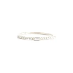 LOYAL PRISM STACKING RING - WHITE TOPAZ & SILVER