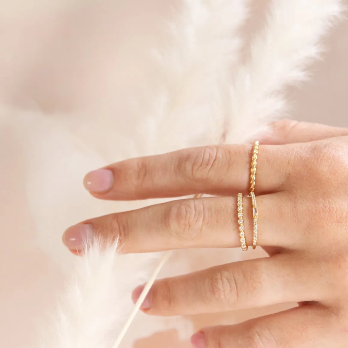 LOYAL PRISM STACKING RING - WHITE TOPAZ & GOLD