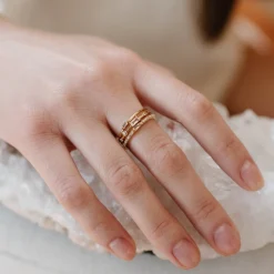 LOYAL PRISM STACKING RING - WHITE TOPAZ & GOLD