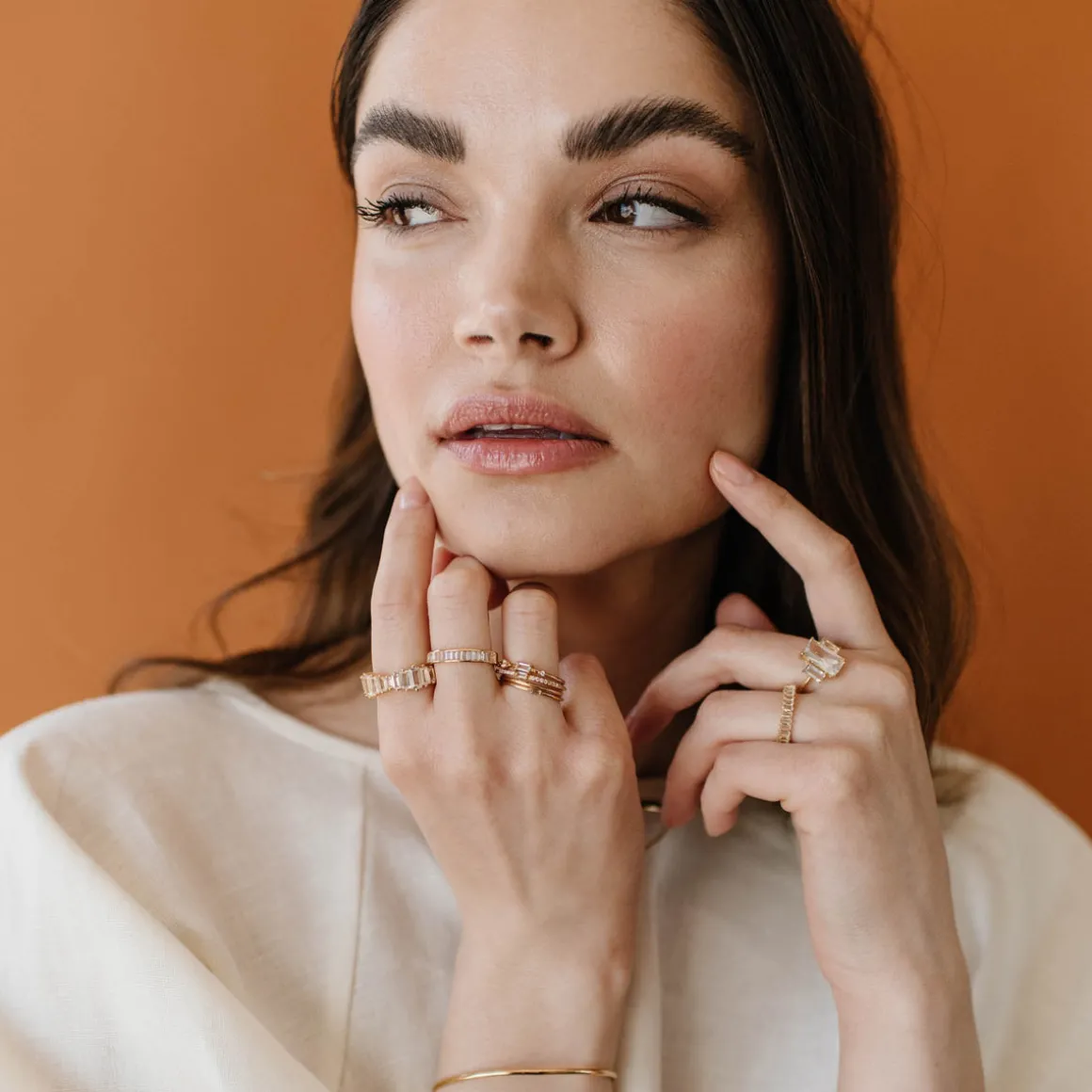 LOYAL PRISM STACKING RING - WHITE TOPAZ & GOLD
