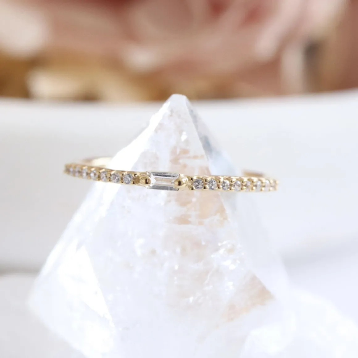 LOYAL PRISM STACKING RING - WHITE TOPAZ & GOLD