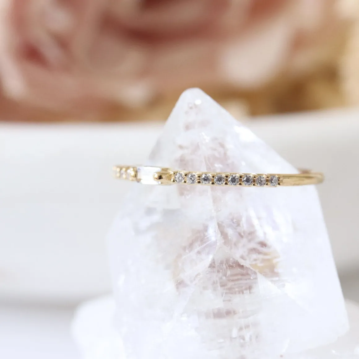 LOYAL PRISM STACKING RING - WHITE TOPAZ & GOLD