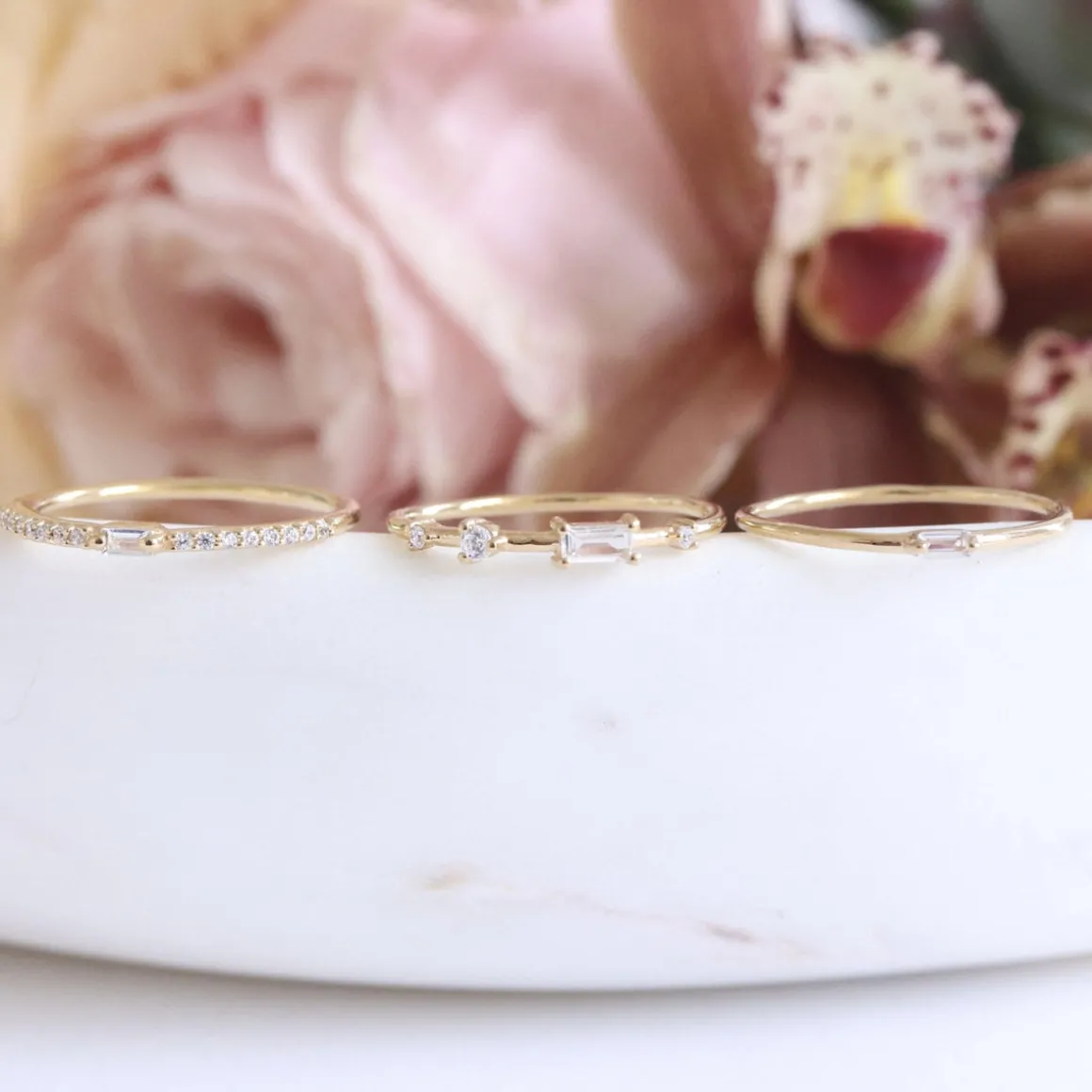 LOYAL PRISM STACKING RING - WHITE TOPAZ & GOLD