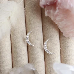 MINI DREAM LUNA STUDS - CUBIC ZIRCONIA & SILVER